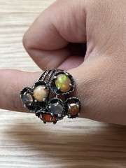 vintage sterling silver brutalist mexican fire opal ring size 8 beautiful OOAK