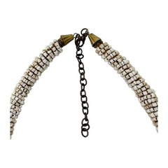 Vintage Bohemian Chic Seed, Glass Beads, Wood and Metal Bib Necklace