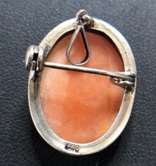 Antique Victorian 800 Silver Cameo 23mm x 18mm Brooch/Pendant