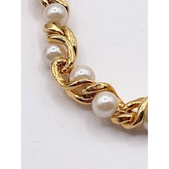 Vintage Marvella NOS Gold Tone Faux Pearl Necklace Bracelet Set Signed Tags