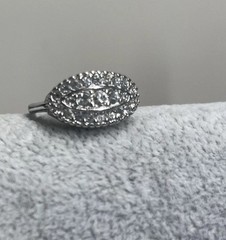 18k White gold HGE Heavy Gold Electroplated Cz Rhinestone Ring Vintage Size 7