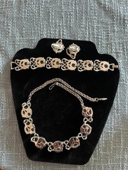 Vintage Estate Signed CORO Pegasus Confetti Thermoset Necklace Bracelet Earrings