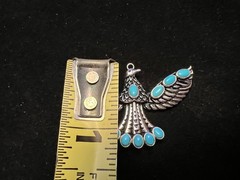 Southwest Style JTV™ Sleeping Beauty Turquoise Rhodium Over Silver Eagle *READ**