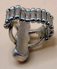 Vintage 3 Red Lucite Faux Stone Stretch Ring Silver tone One Size Fits All