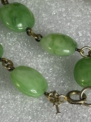 VTG Crown Trifari Marbled Green Lucite Faux Jade Gold Tone Necklace Earrings SET