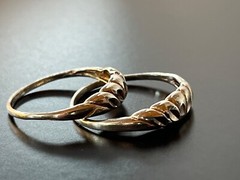 VTG Lot of 2 Handcrafted 925 Silver Stackable Rings Approx Size 7 Detailed 2.27G