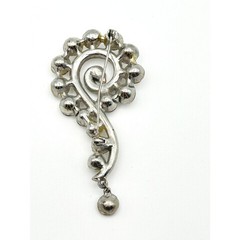 Vintage 1940s Pot Metal Rhinestone Brooch Pin Swirl Dangle Drop As Is