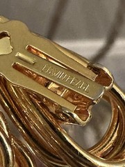 Vintage Signed Erwin Pearl Chunky Gold Tone Door Knocker Clip On Earrings