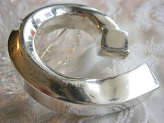 HUGE BOLD OVERSIZED SWIRL CIRCLE PIN MEXICO 925 STERLING SILVER STUDIO PIECE