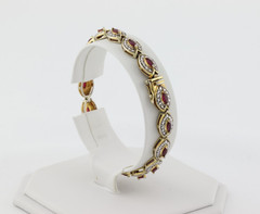18k Gold Over Sterling Silver Lab Created 2 ct Ruby Tennis Bracelet 7 1/4″ inch