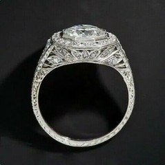 Art Deco Antique 3.20 Ct Diamond Vintage Engagement Ring 925 Sterling Silver