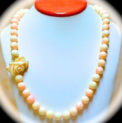 Genuine Natural Vintage Coral and 14K Gold necklace, 33in.
