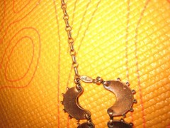 VINTAGE RENOIR COPPER NECKLACE W/ BLACK ENAMEL CRESCENT MOON LINKS