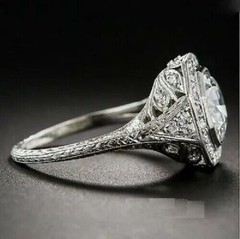 Art Deco Antique 3.20 Ct Diamond Vintage Engagement Ring 925 Sterling Silver