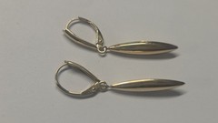 Solid 14kt Gold Earrings Elongated Dangle Lever hoop back Vintage Jewelry Summer