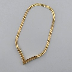 Christian Dior V Shaped Crystal Herringbone Chevron Necklace Vintage 80s
