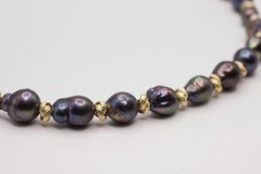 21 inch Big Peacock Baroque Pearl Necklace and Earring Set, Accent Clasp