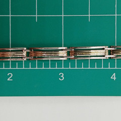 925 KI Two Tone Bar Link Bracelet 7in Unisex Sterling Silver 15g Vermeil Italy