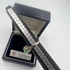 Vintage Pt850 Solid Platinum Green Jadeite Diamond Ring 5.5g Size 6.25 Japan