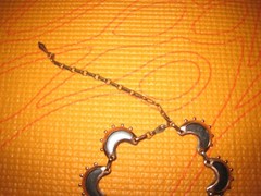 VINTAGE RENOIR COPPER NECKLACE W/ BLACK ENAMEL CRESCENT MOON LINKS
