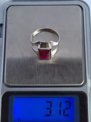 Old Vintage Soviet Union Silver 875 Ring USSR Red Stone Ruby Size US 7 (17 mm)