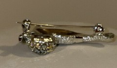 Vintage DODDS Bowling Pin Ball Aurora Borealis Rhinestone Costume Jewelry Brooch