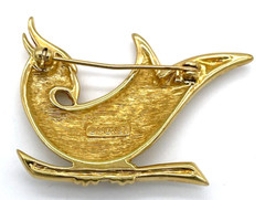 Monet Enamel Bird Beige and Gold Color 1.5 in x 1.13 in Beautiful Vintage