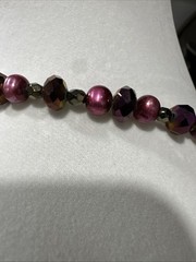Vintage Beaded Necklace Purple Plum Crystal Faux Pearl Choker Art Deco