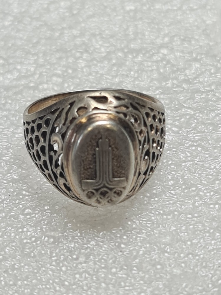 Vintage Silver 875 Ring Soviet Vintag1980 Olympics Moscow size 8,75. 18,75 mm.