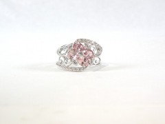 Vintage Sterling Silver 925 Peach Irradiated Morganite Statement Ring Size 6