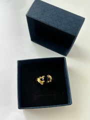 Vintage Black Cubic Zirconia Ring Gold Plated Womens Size 6.5