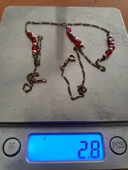 VINTAGE 1/20 14K GOLD FILLED RED CRYSTAL GLASS 17 IN NECKLACE