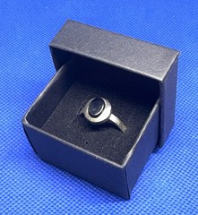 A33 Adjustable 925 Sterling Silver Ring Size 8 est 1950s Black Onyx 3.1g Vintage