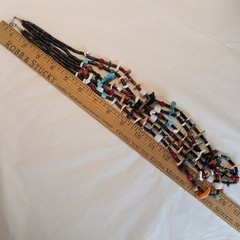 Vintage Southwest Inspired 3 Strand Necklace with Carved Stone Birds 32 in