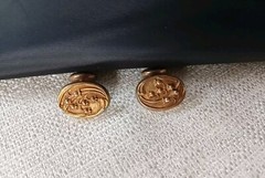 Antique Bespoke 10K Yellow Gold Cufflinks: Art Deco Repousse Ovals, Fixed Back