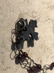 🏰 VINTAGE Garnet 925 STERLING SILVER CROSS Pattée Necklace MEDIEVAL GOTHIC 11g