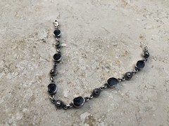 🫧✨Authentic VINTAGE 925 STERLING SILVER MARCASITE Black ONYX Station Bracelet🫧
