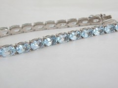 Sterling Silver 925 Natural Heated Blue Topaz Tennis Line Bracelet 7.5″