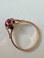 Vintage USSR 14K 583 Gold Ruby Ring Soviet Russian Jewelry Size 5.5 EU16
