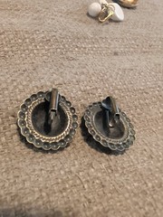 Vintage Brass Clip-On Earrings with Beaded Edge