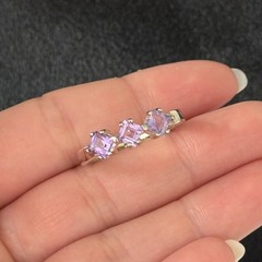 Vintage 925 Sterling Silver Natural Amethyst February Birthstone Ring Size 9.5