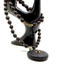 Fancy black cherry amber necklace with pendant 24.6g