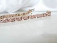 Gold on Sterling Silver 925 Natural Morganite Tennis Bracelet 7.5″