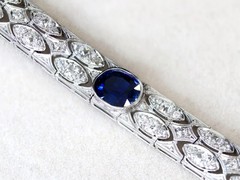 Art Deco 2.90Ct Basaltic Sapphire and 5.40Ct Diamond Platinum Bracelet
