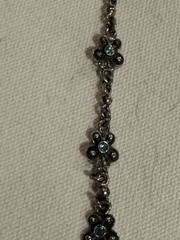 Vintage Silver Plate? and Faceted Blue Rhinestone 8.5” Bracelet