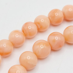 Genuine Pink Peach Blush Coral Bead 6mm Necklace Alloy Clasp Tested 25 inch