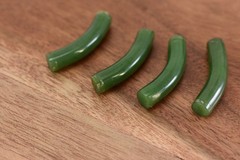 Vintage curved Jade tube beads or pendants Italian horn charms? solid no holes