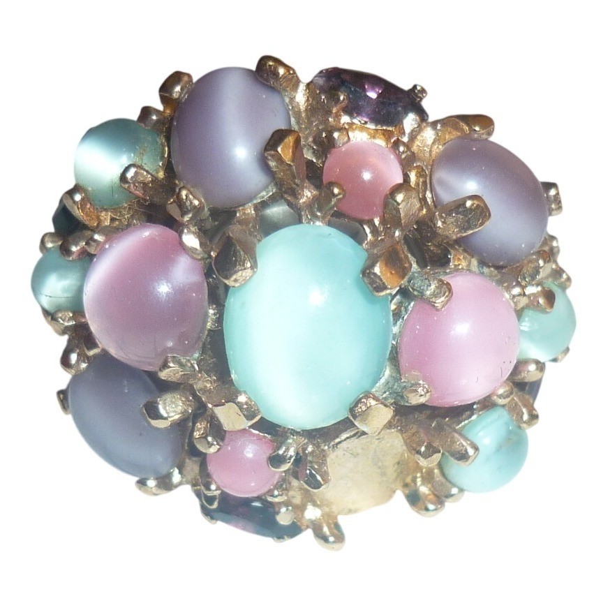 VTG Schiaparelli Swiss 17J Ring Watch Cabochon As-Is Repair Missing Stone