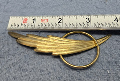 Art Deco Feather Brooch Pin 3.5 In Gold Elegant Vintage Glam Chic Retro Gift