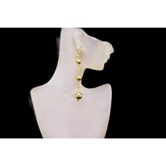 Vintage 3″ Gold Puffed Ball Drop Earrings | 1/20 14K Gold Filled | Handcrafted
